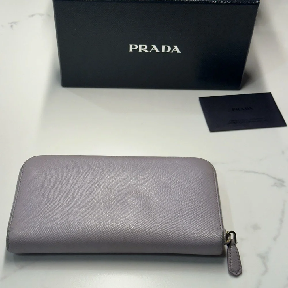 Prada Saffiano Continental Wallet in Lilac Full Inclusion EUC